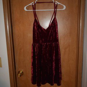 Red Crushed Velvet Mini Dress L